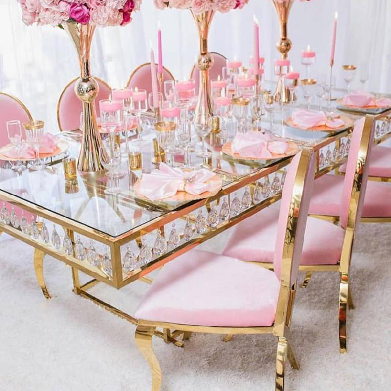 Gold Rectangular Metal Wedding Table 